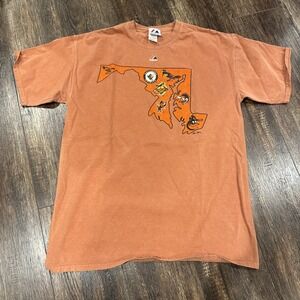 Vintage Style Majestic Brand Men's Orioles Orange T Shirt Size L 100% Cotton